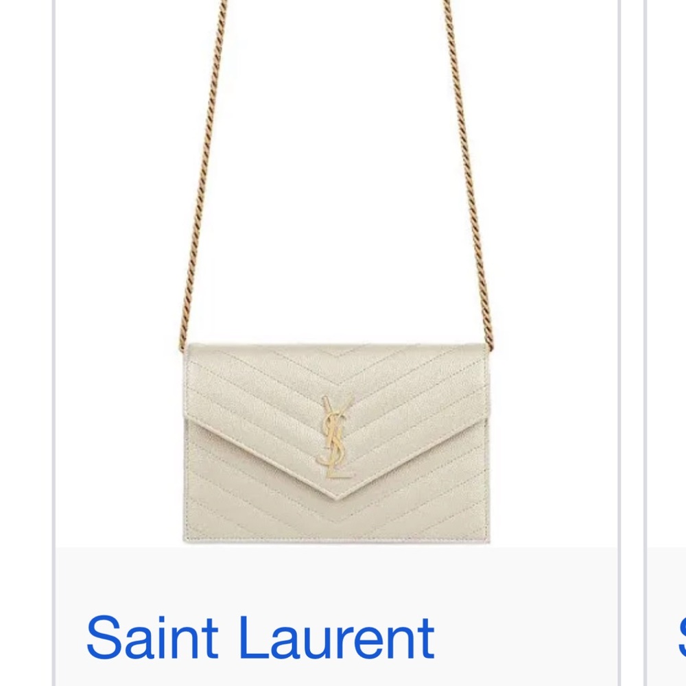 YSL Cassandra Beige Quilted Crossbody Wallet on a chain-iPhone ProMax fits too!